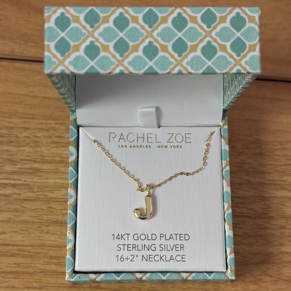 Rachel Zoe Gold letter “J” Initial Necklace